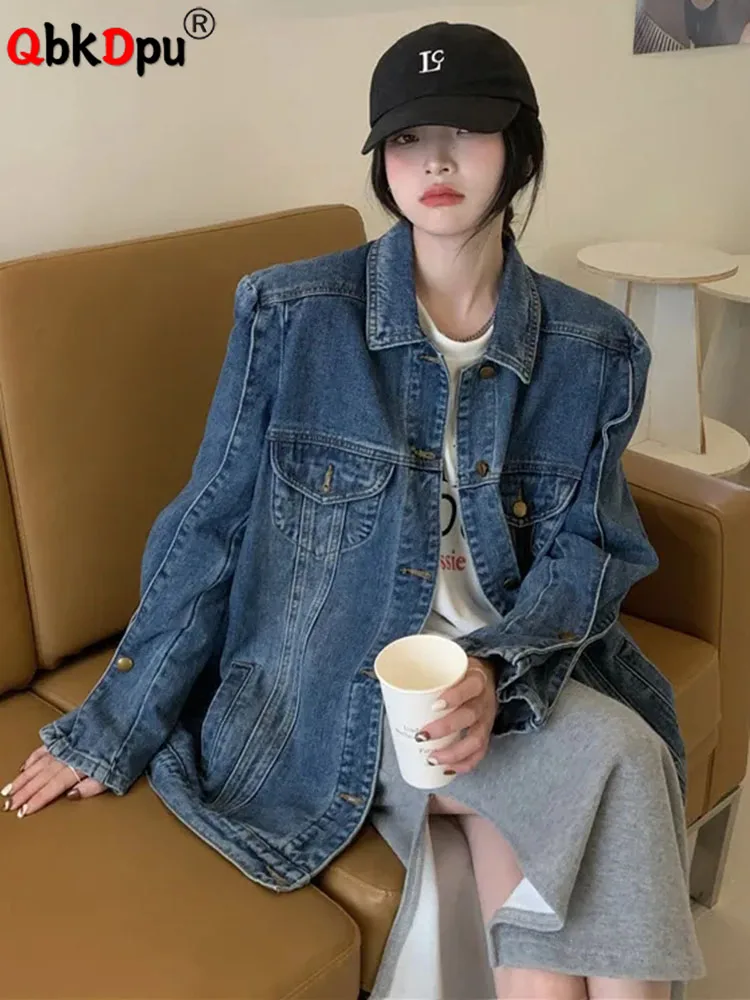 

Classics Vintage Denim Jackets Korean Women Cowboy Ceketler Streetwear Loose Elegant Spring Casaco Casual Versatile Jaquetas