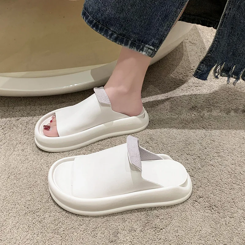 2023 New Women's Slippers Summer Beach Slippers for Women Fashion Soft Anti Slip Shoes Simple Solid Shoes Female Zapatillas De