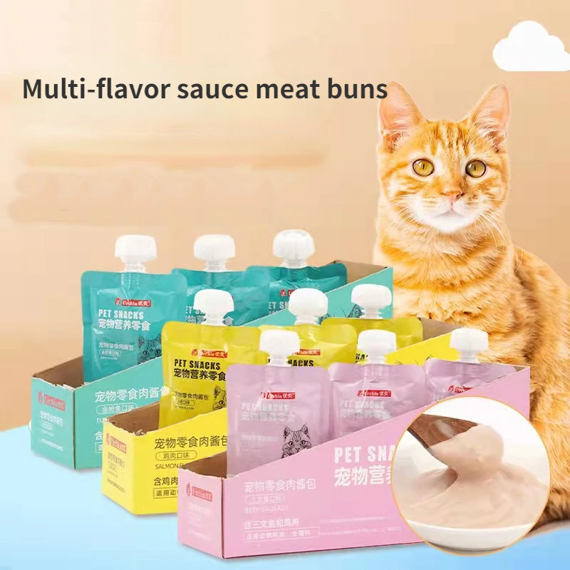 

1pc Cat Treats Multi-flavored Bolognese Nutritious Meat Strips Cat Wet Food Bibimbap Cat Treat Toy Cat Supplies Kitten Toys 90g