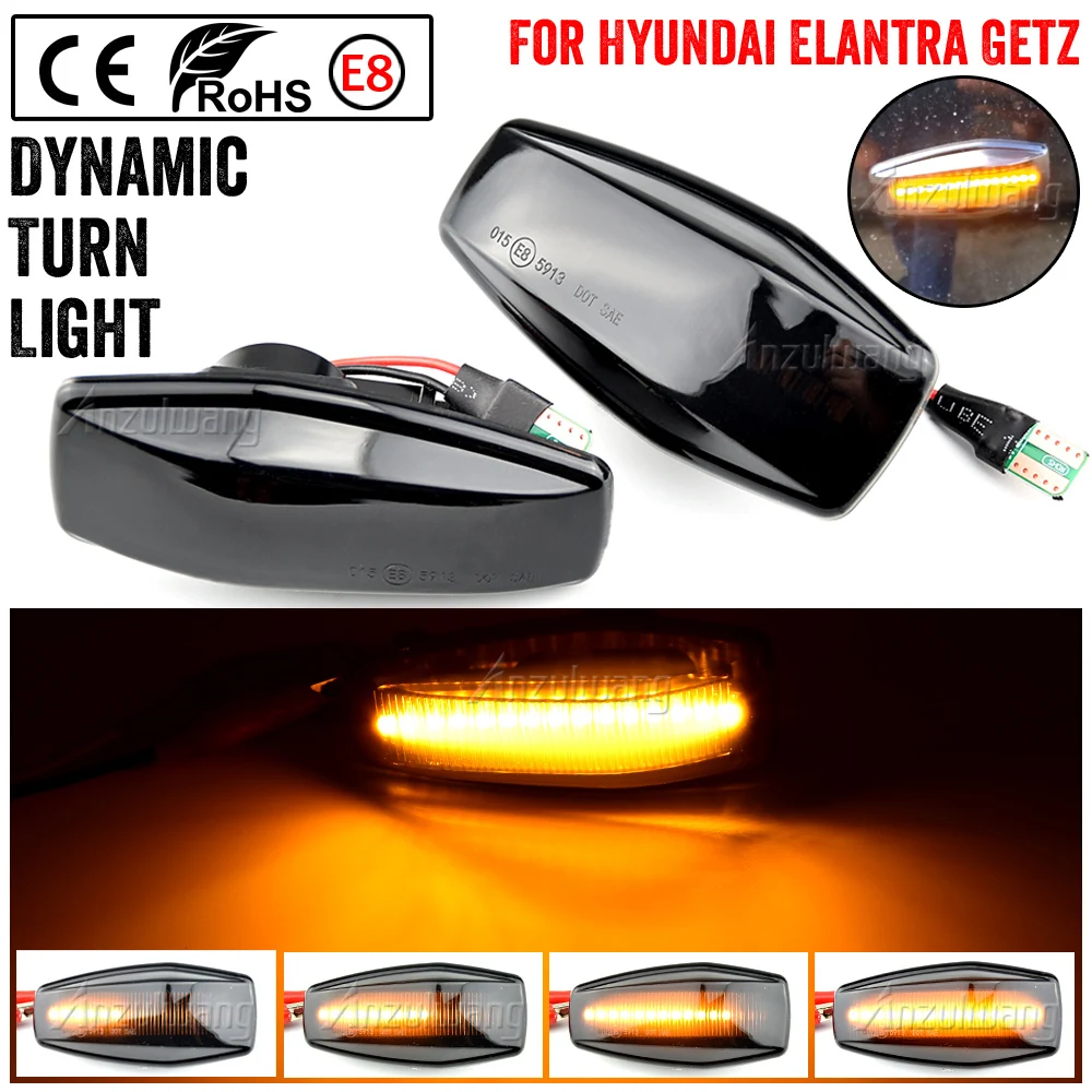 

2pcs For Hyundai Tucson (JM) 2005-2010 Dynamic Turn Signal Light LED Side Fender Marker Sequential Indicator Blinker
