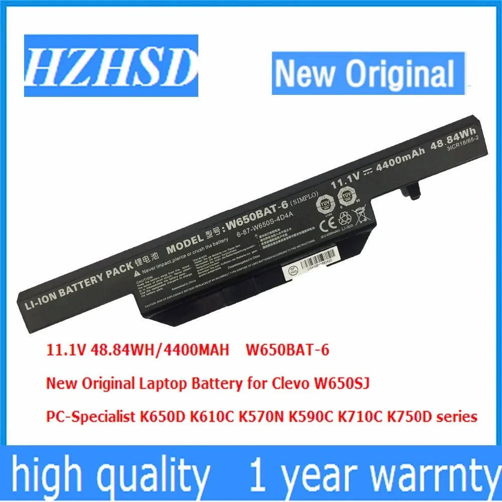 11 1 В 48 84WH/4400 мАч 62 12 Втч/5600 Новый оригинальный аккумулятор для ноутбука W650BAT-6 Clevo