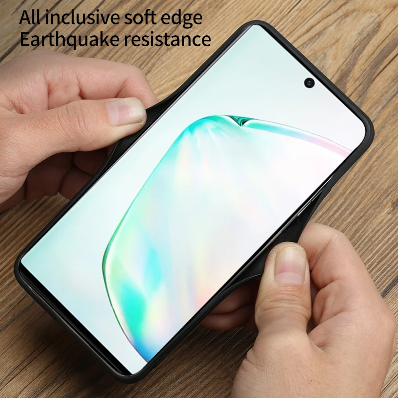 Original Leather Ostrich Grain Phone Case For Samsung Galaxy Note 20 Ultra 10 9 Plus A50 A70 A51 A71 S10 S8 S9 S20 Plus Cover