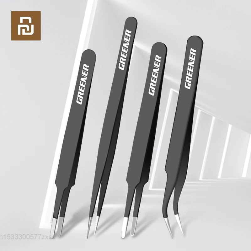 

Youpin Greener Anti-static Stainless Steel Tweezers Set High Precision Maintenance Tools Industrial Curved Straight Tweezer