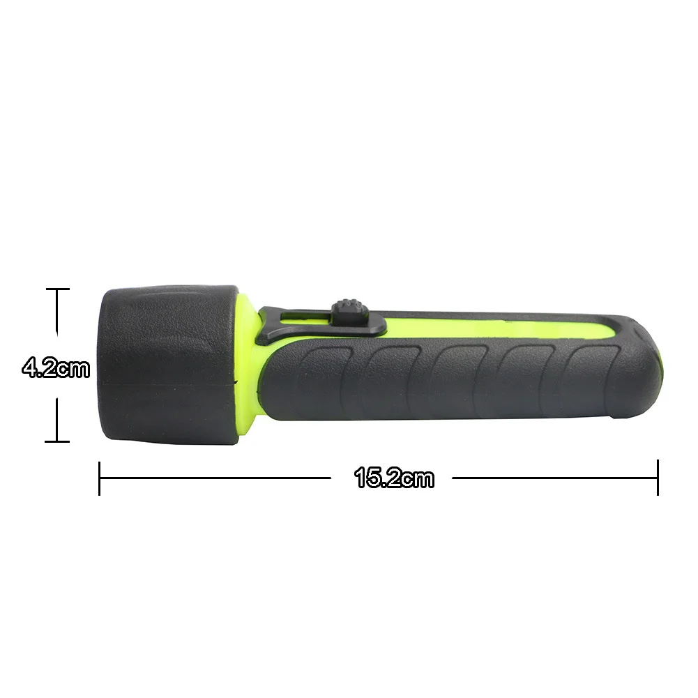 

Brand New Durable Diving Flashlight Torch PC+TPE Portable Scuba Underwater Waterproof 15.2x4.2cm Fluorescent Green