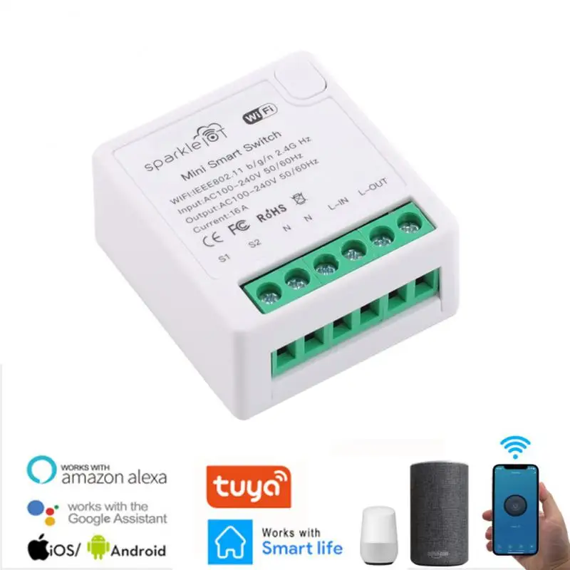 

HomeKit 16A WiFi Smart Switch Module DIY 2 Way Control Light Switches Support APP Remote /Alexa Google Apple Siri Voice Control
