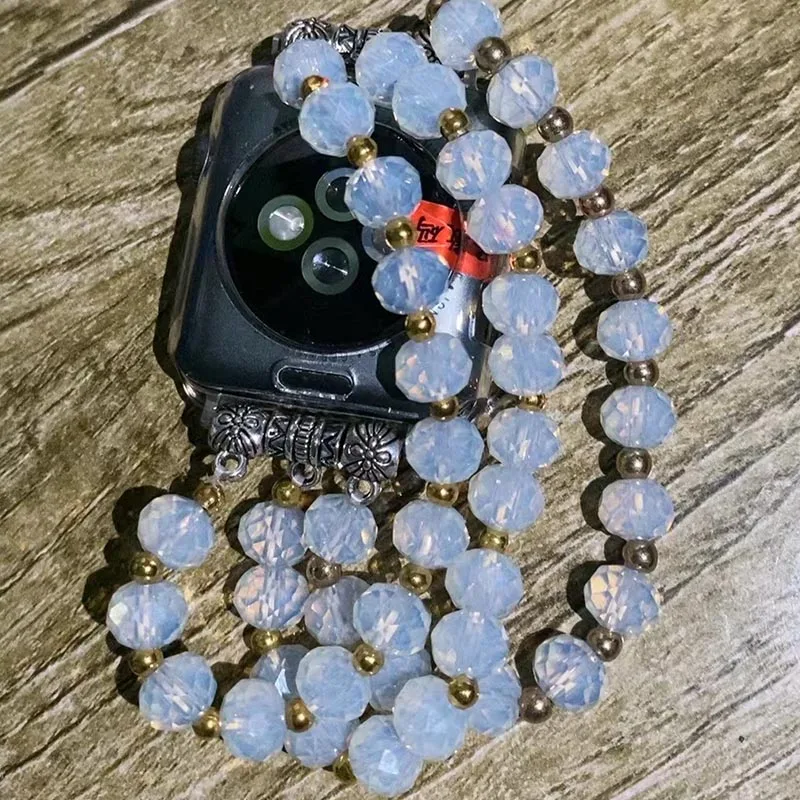 Crystal Beaded Bracelet for Apple Watch 38mm 40mm 41mm42mm44mm45mm, Iwatch SE and Series Ultra 8 7 6 5 4 3 2 1
