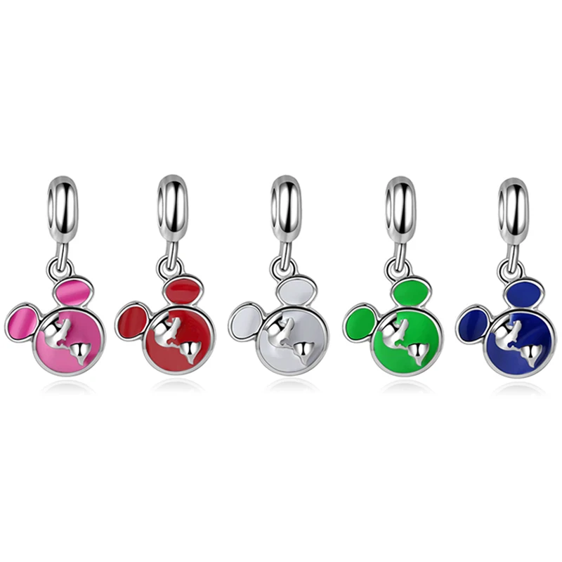 

Drop Oil Mickey Mouse Pendant for Jewelry Making Disney World Map Beads Fit Original Pan Charms Bracelet Women Accessories DIY