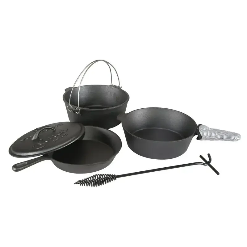 

6 Pieces Cast Iron Camping Mess Kits Fast Shipping