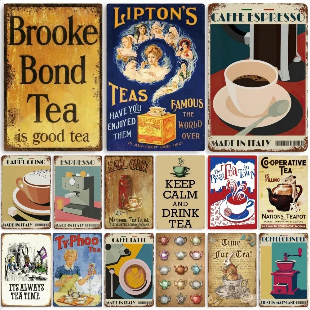 Винтажная Металлическая Кофейная Табличка Декоративная Для Чая Настенное