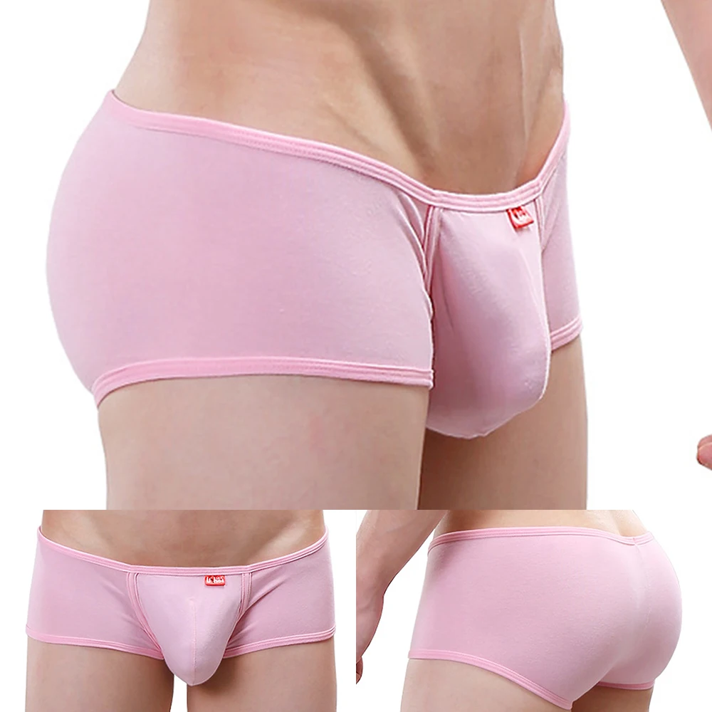 

Mens Cotton Underwear Pink Boxer Shorts Butt Lifting Underpants Breathable Hombre Slip Comfort Sexy Boxers Briefs Scrotum Bulge