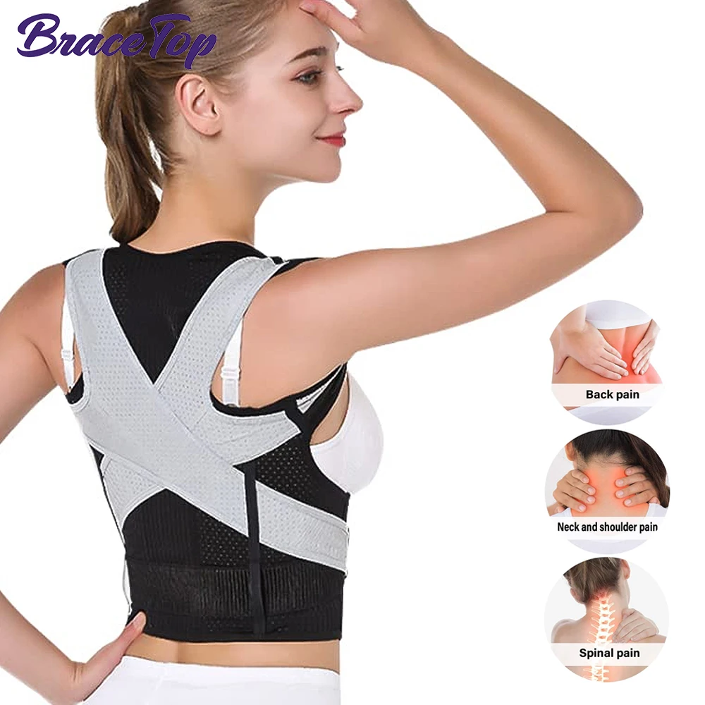 

BraceTop Back Support Belts Posture Corrector Back Brace Improves Posture and Provides for Lower and Upper Back Pain Men & Women