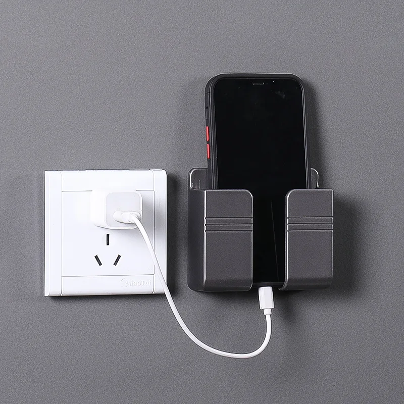 

Mobile Phone Charging Stand Wall Mount Rack Adhesive Wall Shelf Stand Kitchen Bathroom Storage Rack Home Storage Organizer
