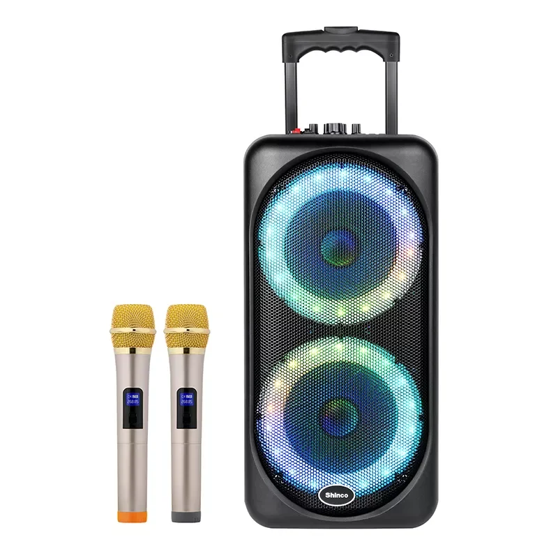 

2022 Portable Wireless Trolley Speaker Power Light Stereo Subwoofer Speakers with TWS Sound Box Support Mic FM Radio TF USB