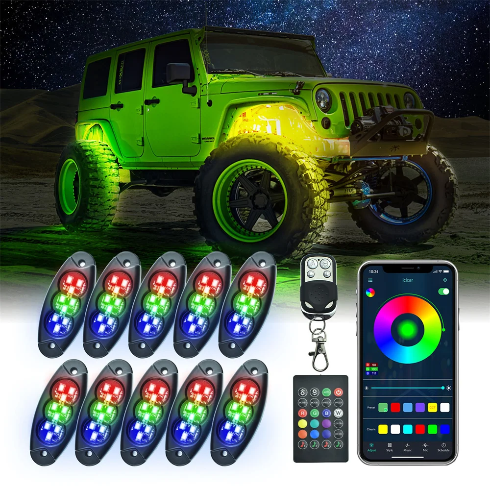 

Car Ambient Atmosphere Light Super Bright Colorful Magic Race Horse Car Accessories Chassis Rock LED Lights Universal Decorative