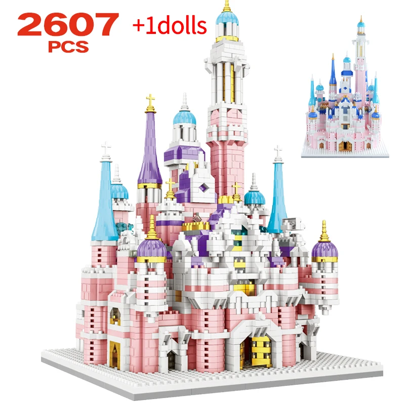 

2607pcs City Mini Dream Pink Princess Castle Architecture Building Blocks Amusement Park Friends House Figure Bricks Toy for Kid