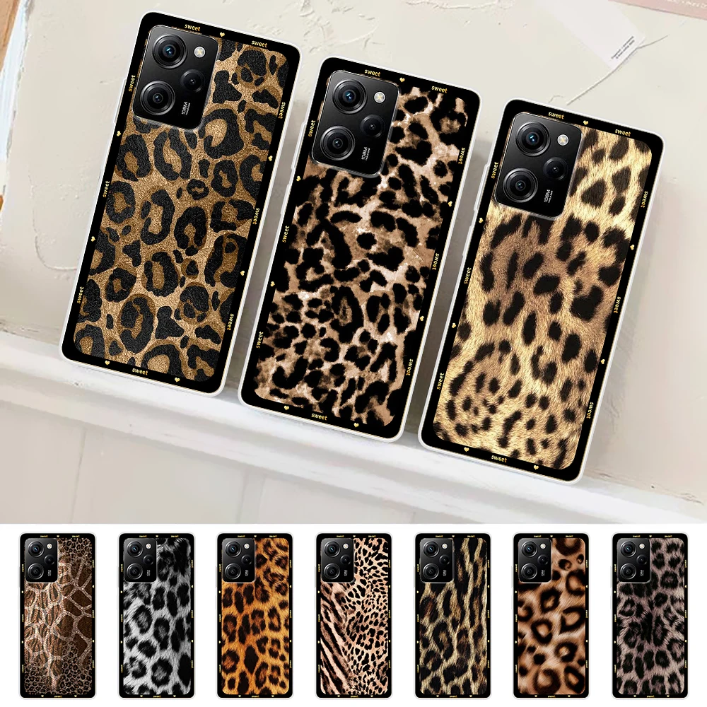 

Animal Leopard Print Case for Xiaomi Poco X5 X3 NFC X4 Pro 5G F4 GT M5 M5s F3 Pocophone F1 Transparent TPU Phone Cover Mi 13 12T