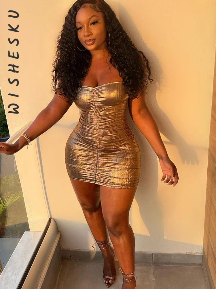 Платье-футляр женское с открытыми плечами, пикантное эластичное облегающее вечернее мини-платье с оборками, без бретелек, вечерние открыто...