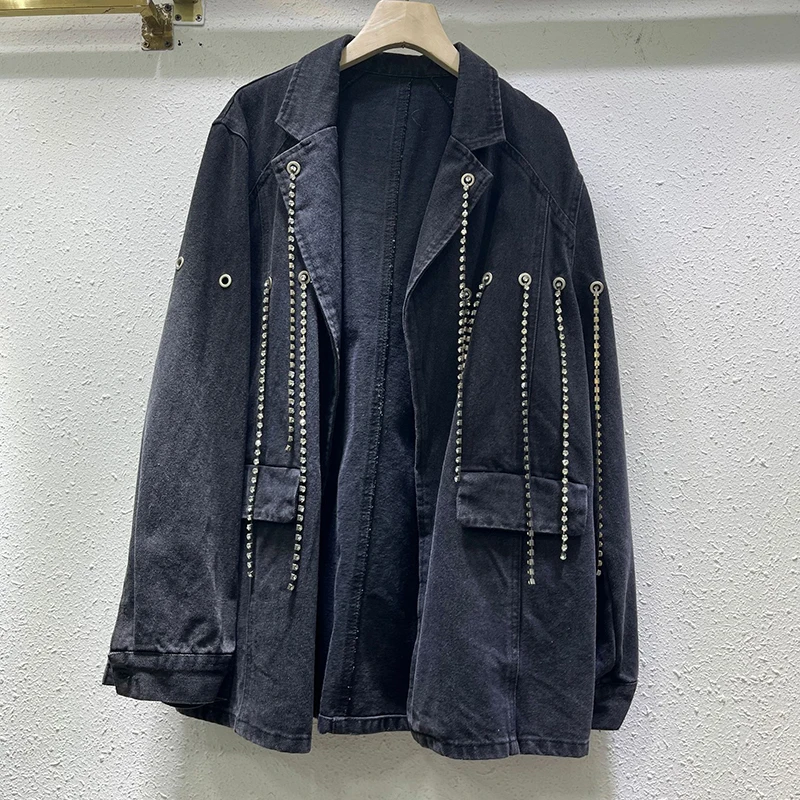 [zoci] Wind 2024 осенний новый дизайн нерегулярное украшение с кисточками джинсовый