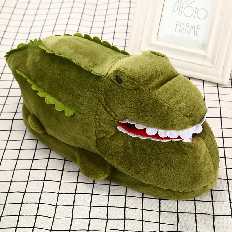 Осенне-зимняя новая милая забавная домашняя женская обувь из крокодиловой кожи