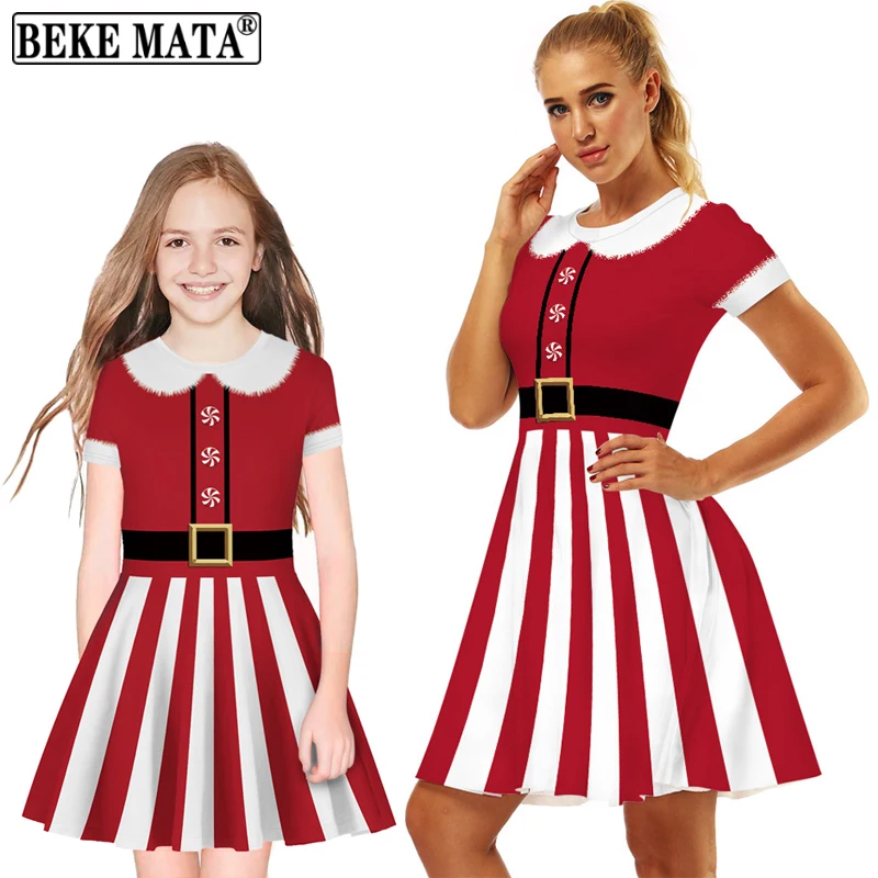 

Christmas Family Matching Dress 2022 Winter Mummy And Me Matching Outfits Mother Daughter Clothes Set Short Sleeve Family Look