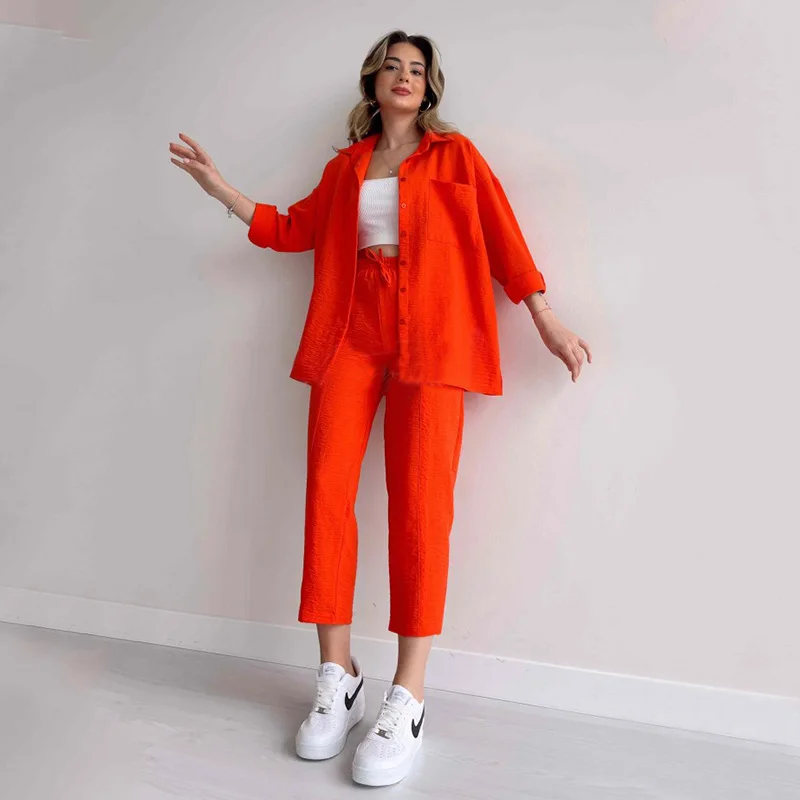 Plus Size Women's New Casual Loose Shirt Coat In Autumn 2023 Sports Harem Pants Two-piece Suit