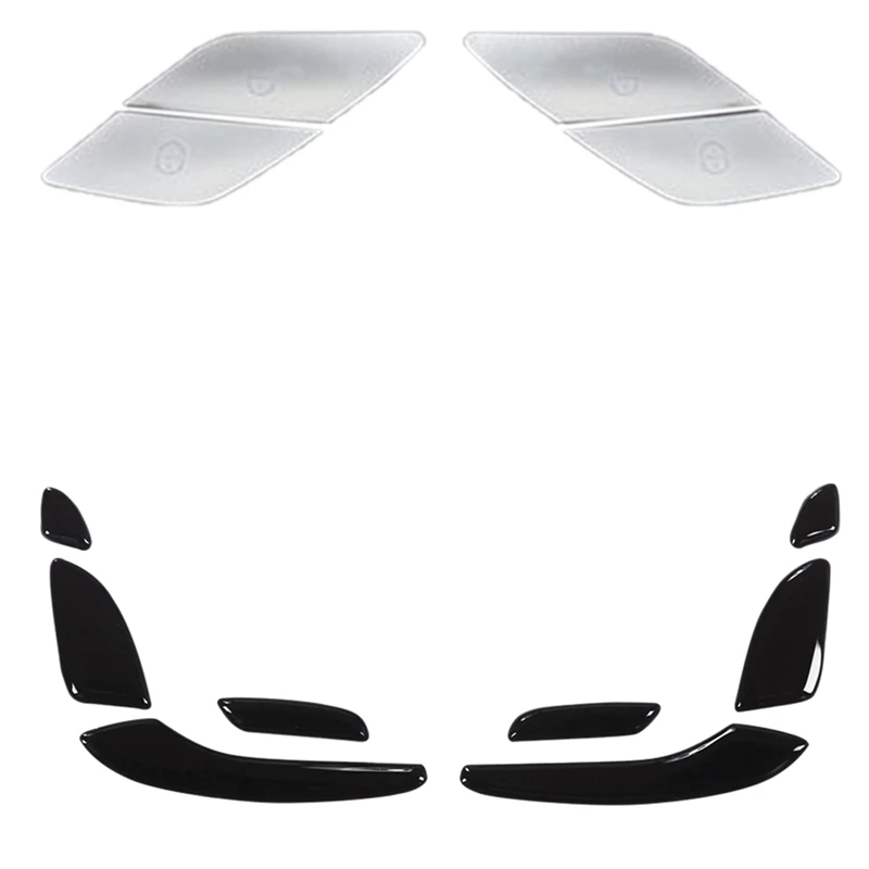 

12 Pcs Car Door Switch Unlock Buttons Sequins Decoration Cover Trim,Silver & Gloss Black