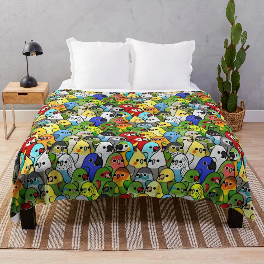 

Too Many Birds! Bird Squad 1 For Beds Hypebeast Decor Quilt Bed Plaid With Tassels Throw Blankets