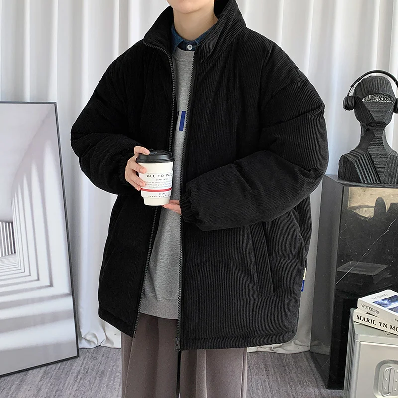 Winter Jacket Men Warm Fashion Casual Thickened Corduroy Jacket Men Streetwear Korean Loose Thick Short Coat Mens Large Size