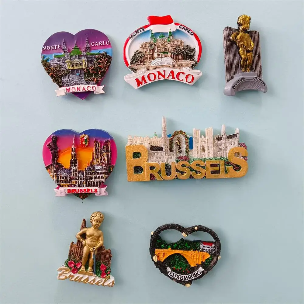 Europe Belgium Luxembourg Denmark Fridge Magnet Personalized Tourist Attractions Magnetick Refrigerator Stickers