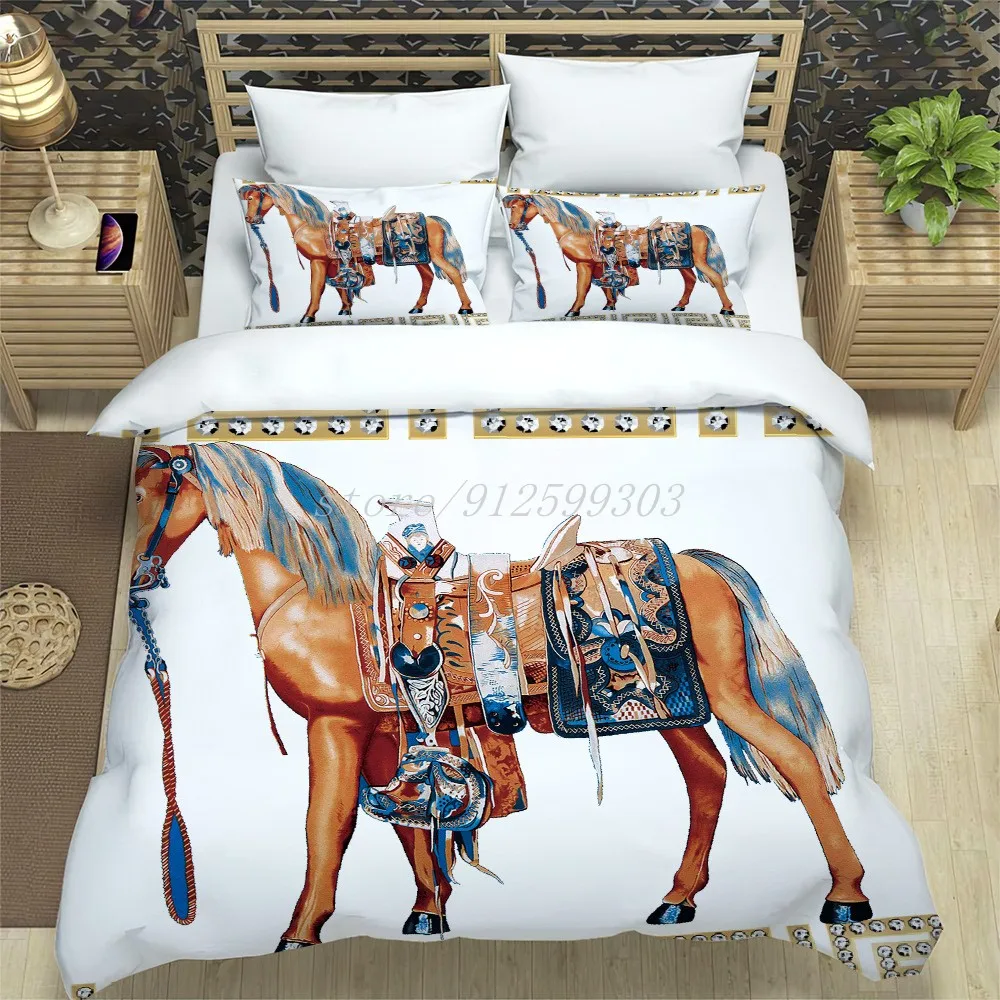 

2/3 шт., Детский Комплект постельного белья с принтом белой лошади