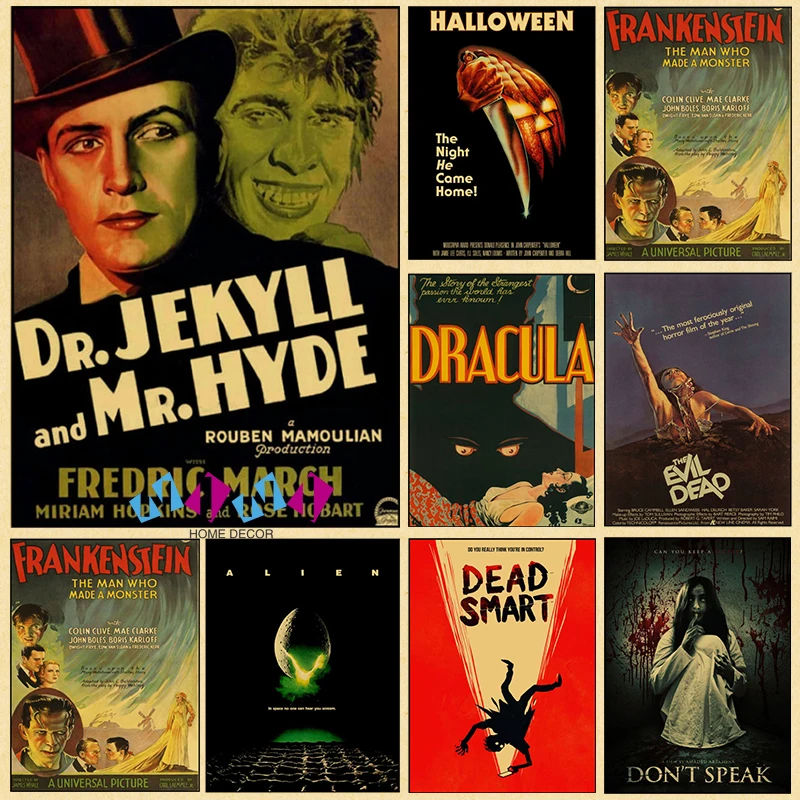 

Vintage Classic Horror Movie Kraft Paper Poster The Evil Posters Printed Home Decor Bar Cafe Wall Art Painting Room Decoration