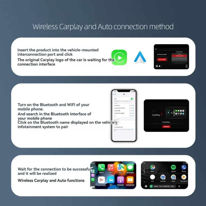 Редкий беспроводной адаптер Carplay для автомобиля, конвертер для IOSAndroid телефонов, навигация по картам, управление музыкой (art.: 3920db126bed9) - 3920db126bed9