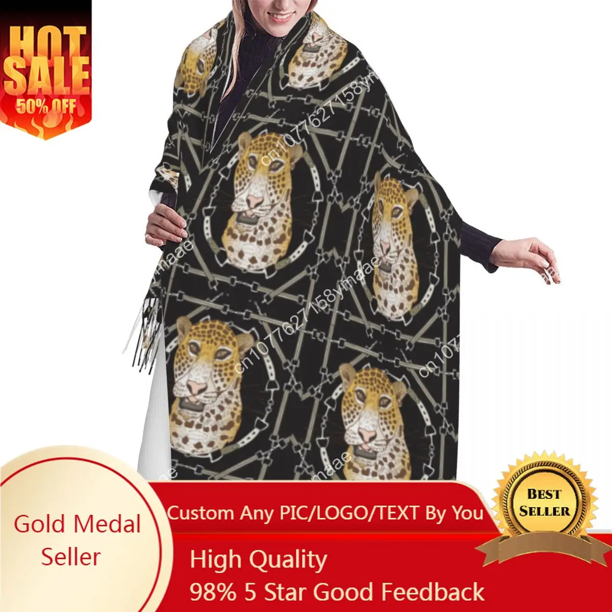 

Middle East Cheetah Plaid Onyx Scarf Wrap Women Long Winter Fall Warm Tassel Shawl Unisex Luxury Versatile Checked Scarves
