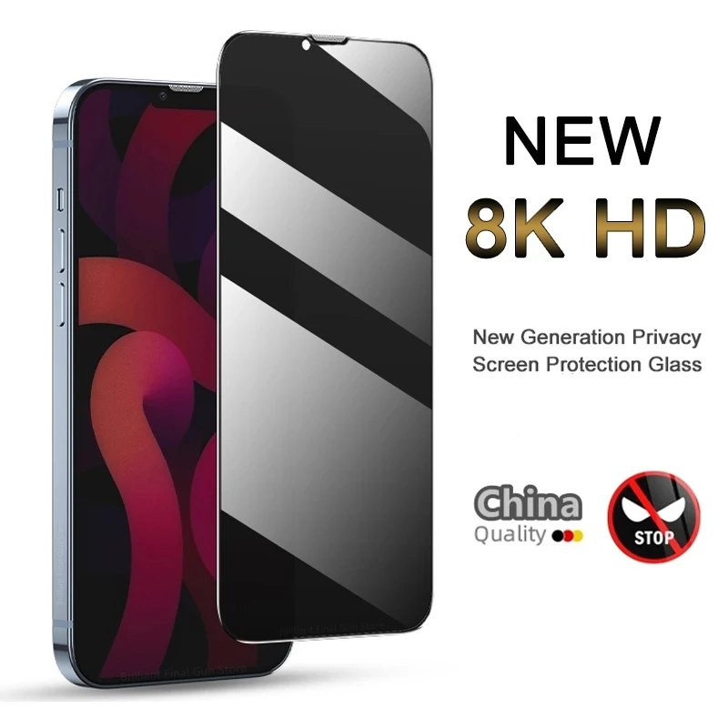 

8K Anti-spy Protective Glass For iPhone 11 13 Pro Max Mini 6 s 8 7 Plus Privacy Screen Protectors For iPhone 12 XS MAX XR X SE