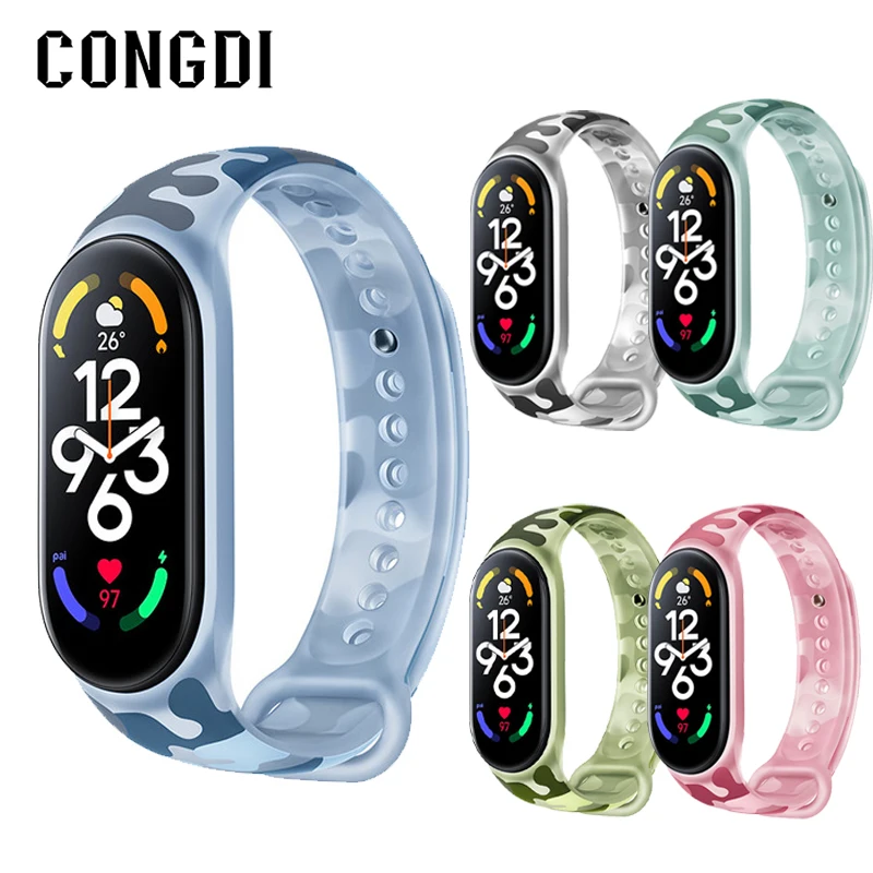 

Strap For Xiaomi Mi Band 7 6 5 4 3 Camouflage Silicone Bracelet Watchband For Mi band 7 Fluorescence Wristband Straps For MI 4 5