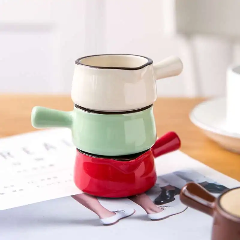 Керамический маленький кувшин для молока и соуса с короткой ручкой блюдо в