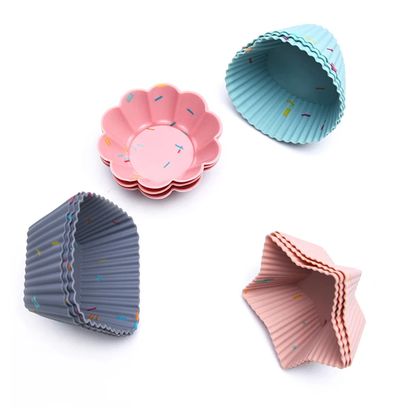 

12 Pcs Cupcake Mold Muffin Cup Silicone Baking Pans Kitchen Cooking Bakeware