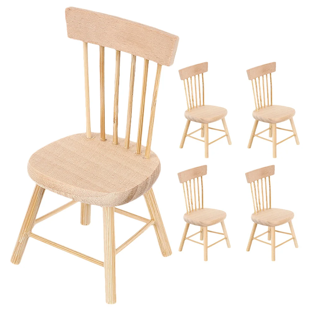 

5 Pcs Baby Toys Dollhouse Chair Accessories Furniture Mini Wood Room Miniature