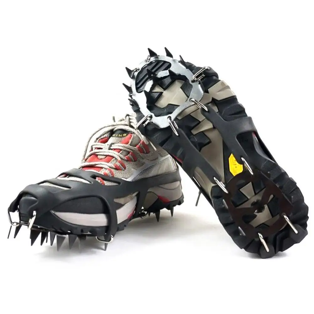 1 Pair 18 Teeth Anti-Slip Ice Snow Shoe Boot Traction Cleat Spikes Crampon Shoes Boots Covers steigeisen шипы для сапог images - 3