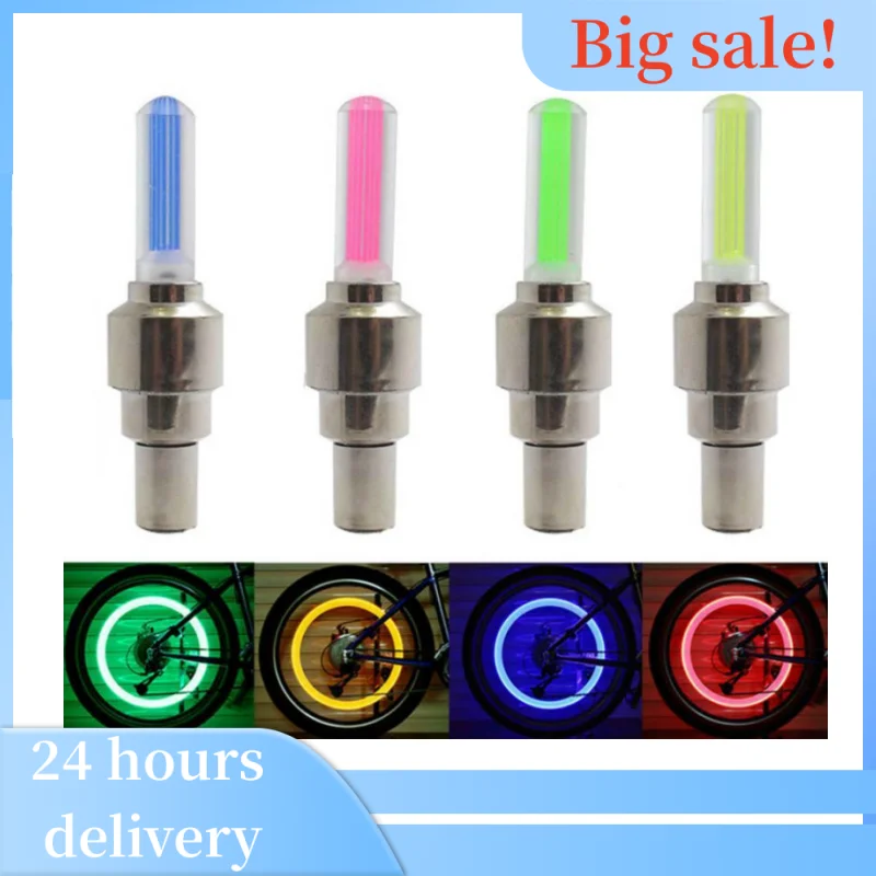 

1Pair Bicycle Bike LED Lights Tire Valve Cap Flashlight Auto Car Motorcycle Tire Air Valve Wheel Spokes Light Bike Accessories