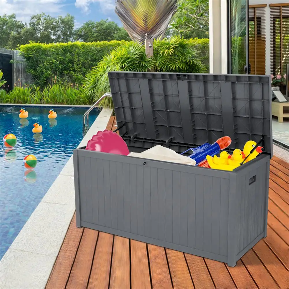 

[ US 7-Day Delivery ] 113 Gallons Cuboid Courtyard Storage Box Waterproof Lockable Tools Chest For Outdoor Garden Accessories