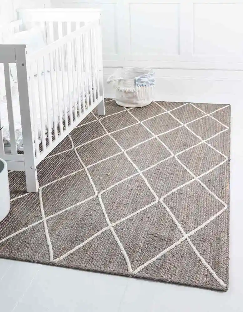 Rug Jute Braided Style 100% Natural Diamond Design Carpet Modern Living Area Rug  bedroom  rug  carpets