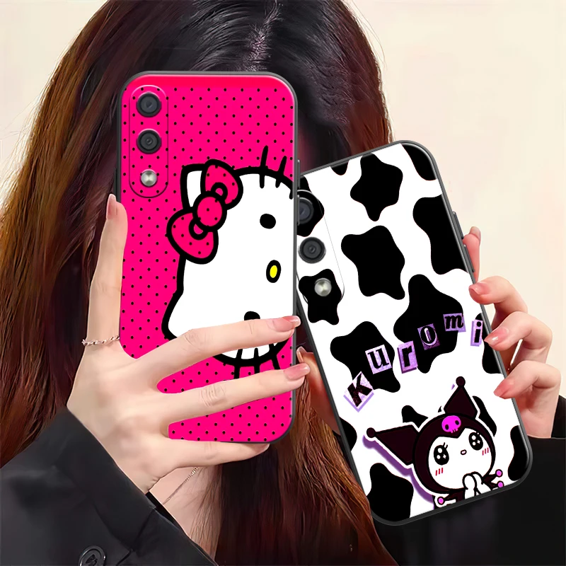 

Cute Hello Kitty Kromi Phone Case For Samsung Galaxy S8 S9 S10 S10E S20 S21 FE S21 Plus Black Silicone Cover Soft Coque