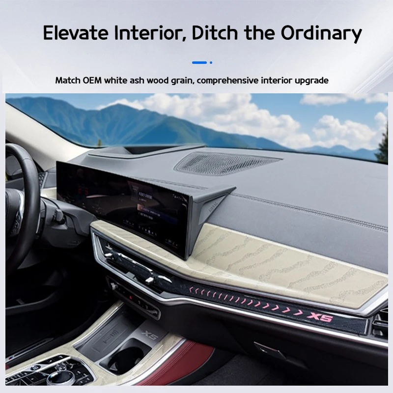 Фото Для BMW X5 X6 X7 G05 G06 G07 2023-2026: Декоративные элементы для центральной консоли и панели переключения передач с отделкой под белый орех №5