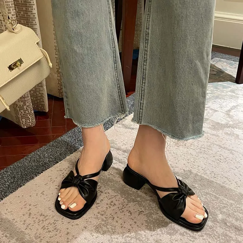 

Brand Women Sandals Buckle Bowknot High Heel Colorful Sandals For Women Elegant Trendy Luxury Women Shoes