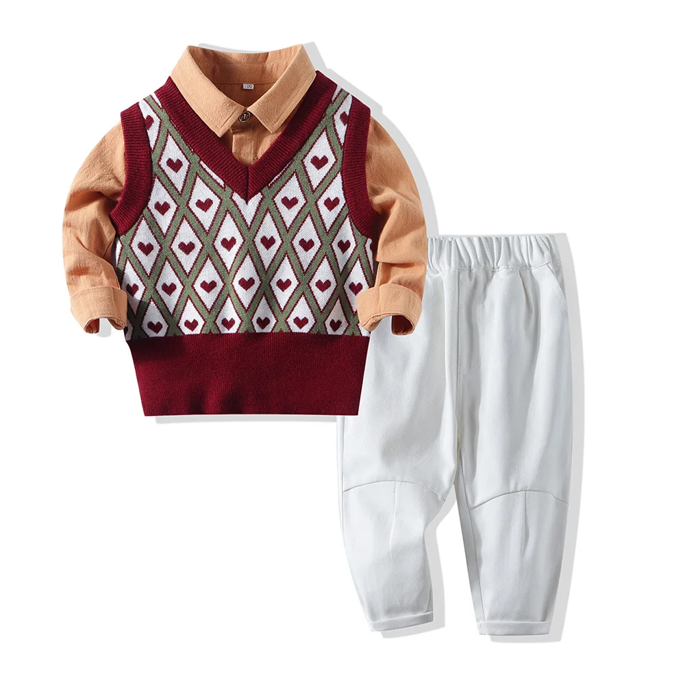 Children Clothing Set Vest+Shirt+Pants 3pcs Clothes Set for Kids Boy 1-36M Long Sleeve Spring Autumn Casual Boys Clothes Outfit