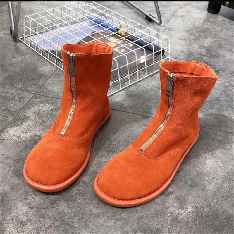 

Women Fashion Genuine Leather Winter Mid-calf Boots Women Side-Zipper Candy-colored Boots Size 35-40 Women Boots