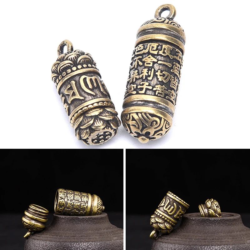 

Brass Buddha GuanYin Sutra Cylinder Pendant Keychain Hanging Necklace Jewelry Pill Box Medicine Case Container Bottle Keychains