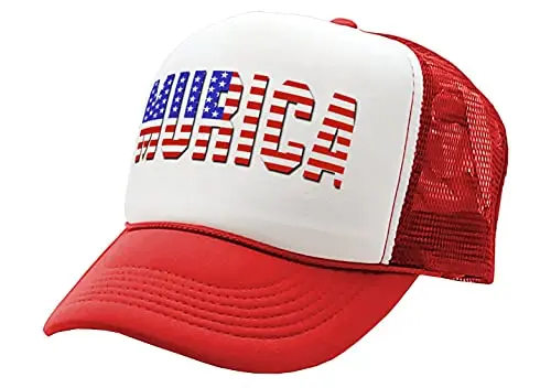 

Fourth of July USA America Patriot - Vintage Retro Style Trucker Cap Hat