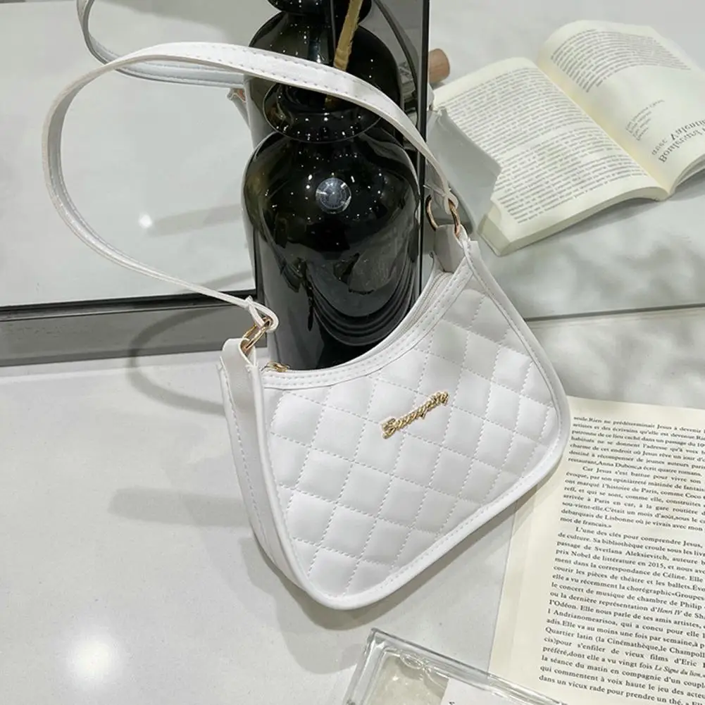 

Women Handbag Faux Leather Ladies Shoulder Bag Hardware Decoration Portable Casual Ladies Shoulder Bag Daily Collocation